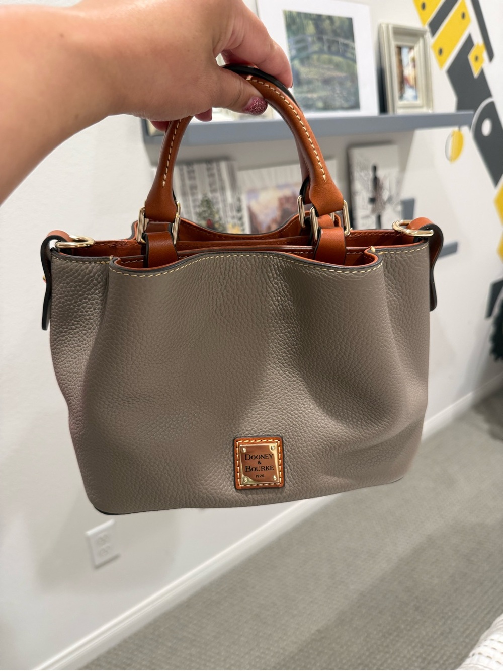 DOONEY AND BURKE mini Barlow in Elephant in pebbles leather